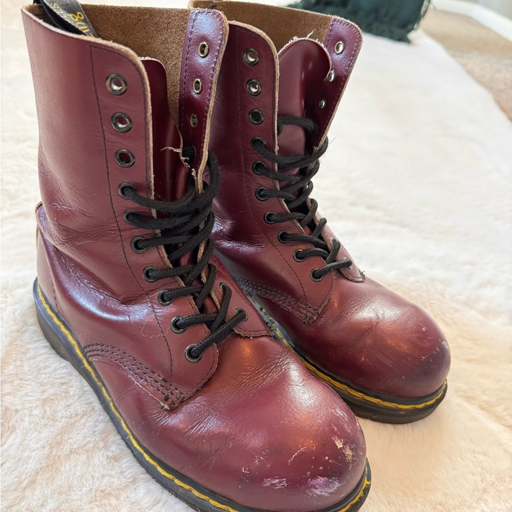 Dr. Martens Maroon Leather Boots